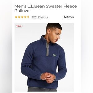 L.L. Bean | Navy | Fleece Pullover | MENS | medium | slightly fitted | smokefree